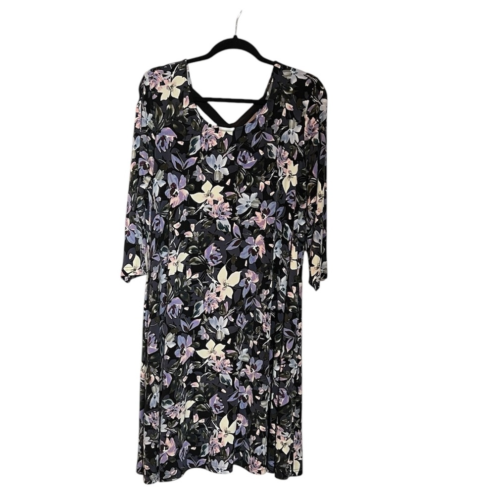 Floral Print Women's 3/4 Sleeve Dress with Pockets.